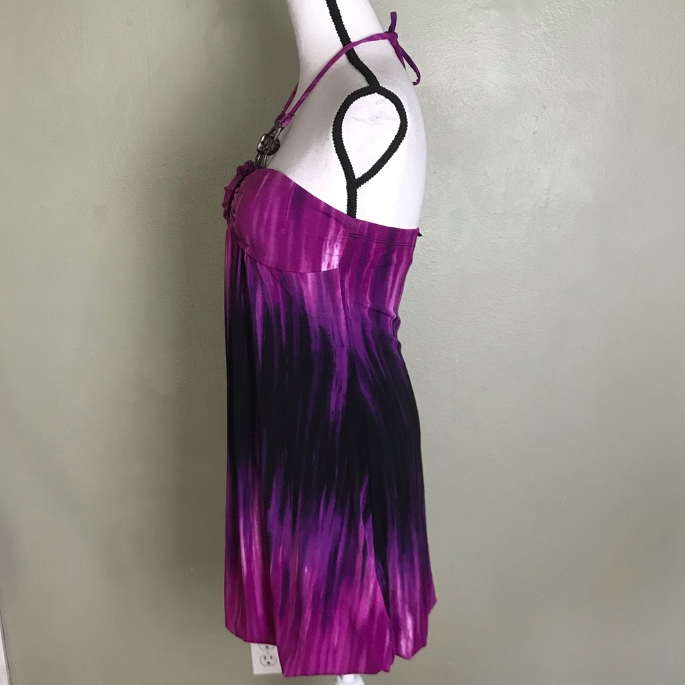 Ruby Rox Purple Black Lined Padded Halter Dress M - image 3
